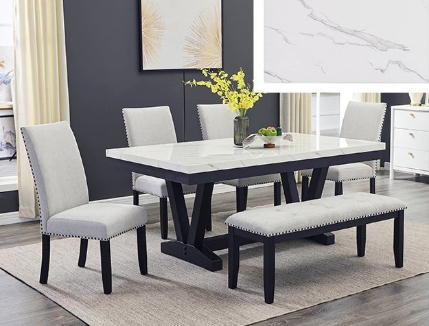 1319-6P/1320DV VANCE FAUX TBL/SIDE CHAIRS,BENCH