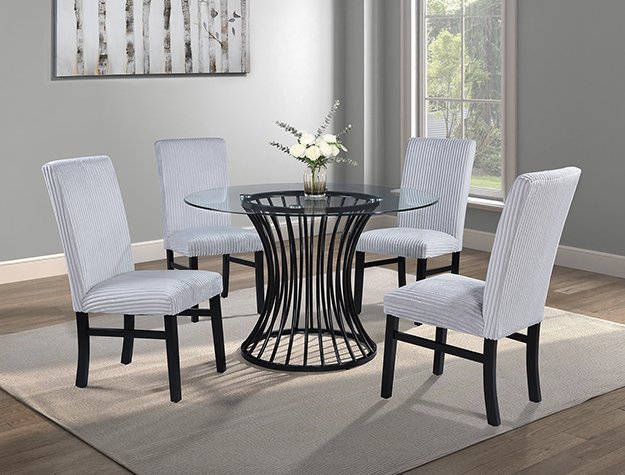 2202-5P/LG TRACY DINING GROUP LIGHT GREY