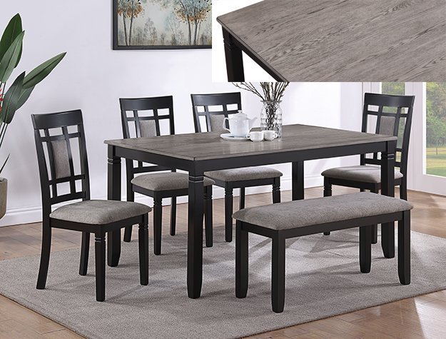 2325SET-LG PAIGE 6-PC DINETTE SET WITH BENCH