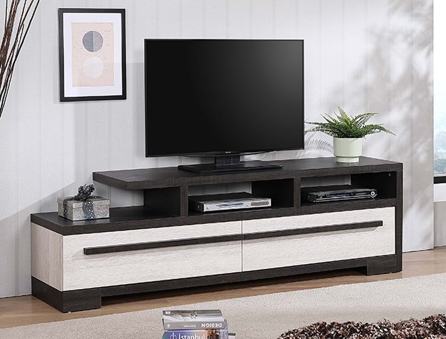 B8162-9.jpeg B8162-9 REMINGTON TV STAND CHALK/EBONY