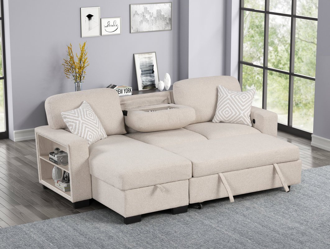 pacific-beige-6_orig.jpg Pacific Beige Reversible Sectional With Pull-Out Bed
