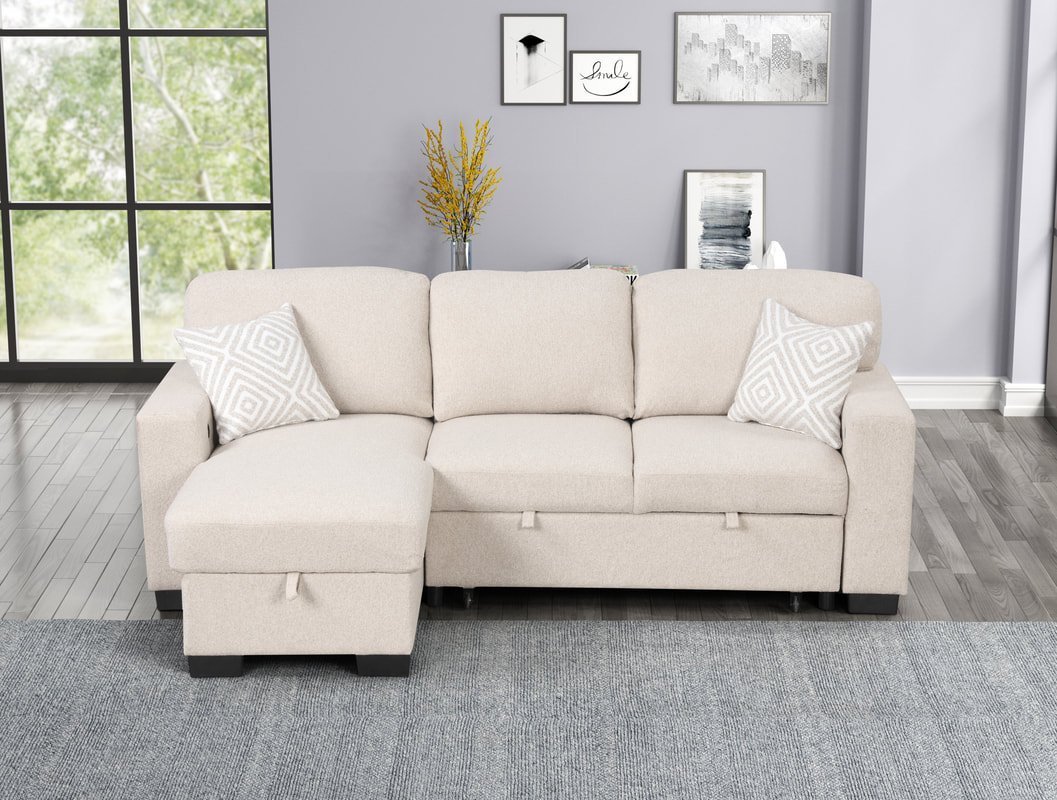 pacific-beige_orig.jpg Pacific Beige Reversible Sectional With Pull-Out Bed